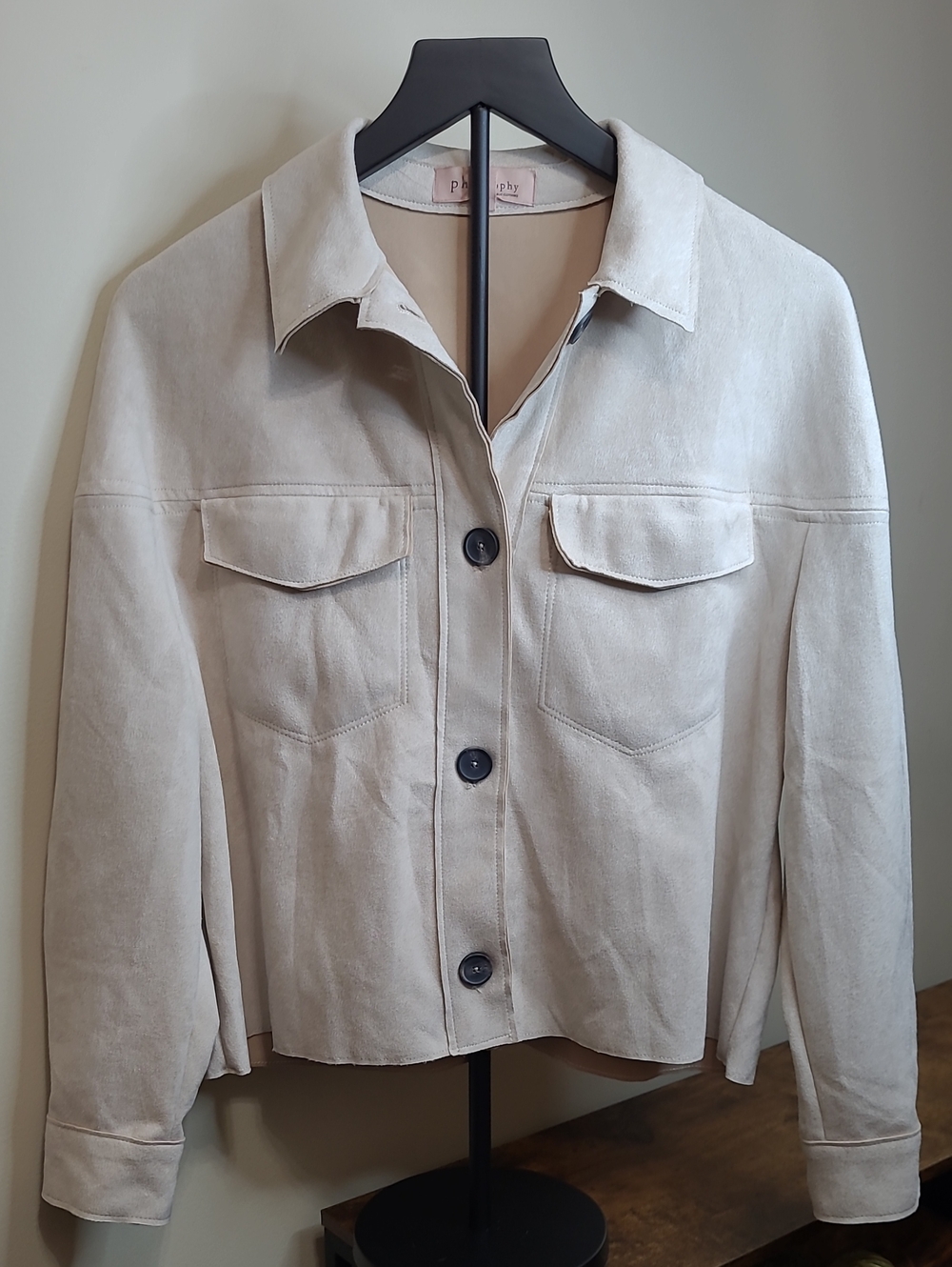 Philosophy Light Beige/Cream Faux Leather Jacket size Small